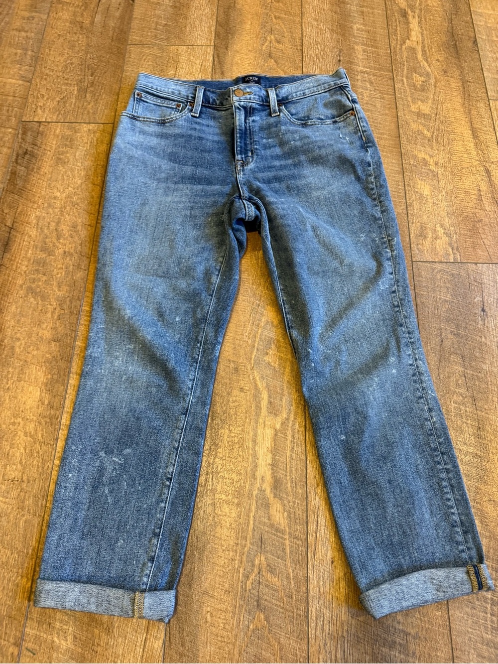 Women’s J.Crew Distressed Cuffed Denim Jeans Slim Boyfriend Style Size 28
